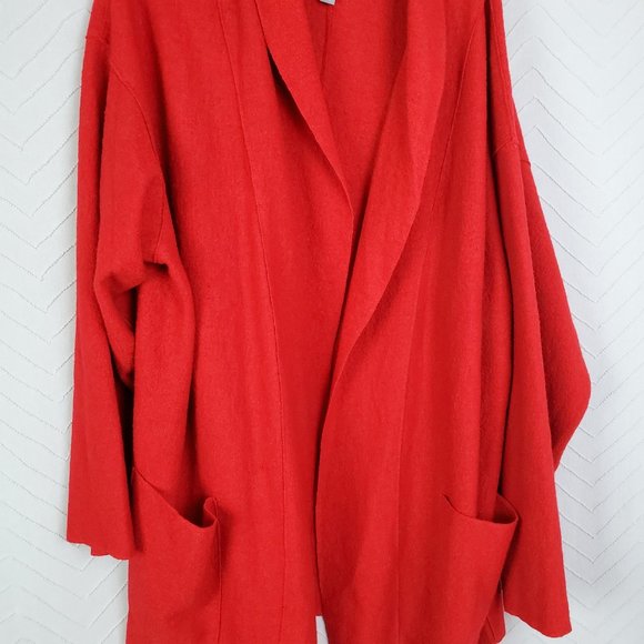 Jessica London Long Sleeve Open Front Cardigan Red - Picture 6 of 8